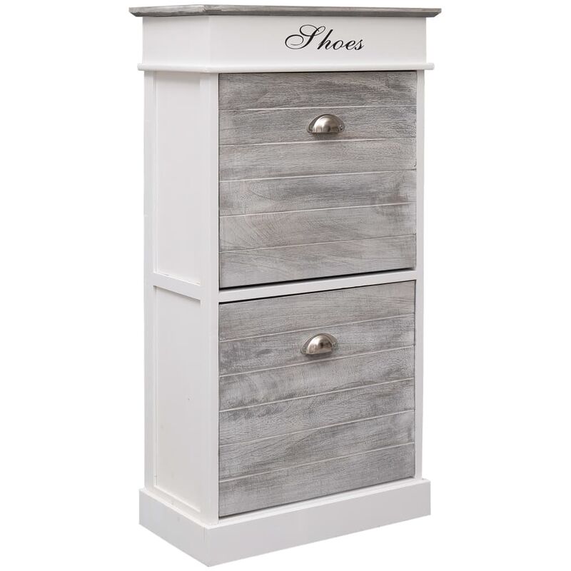 

Mueble zapatero de madera de Paulownia gris 50x28x98 cm