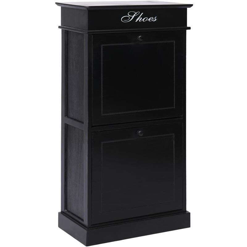 

Mueble zapatero de madera de Paulownia negro 50x28x98 cm - Negro
