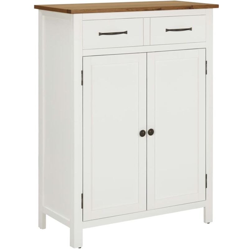

vidaXL Mueble zapatero de madera maciza de roble 76x37x105 cm - Blanco