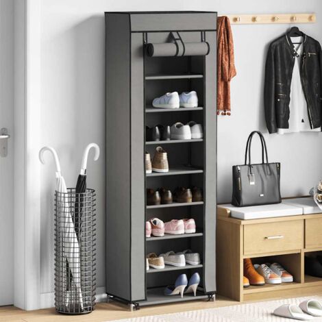 Mueble zapatero de tela con funda gris 57x29x162 cm