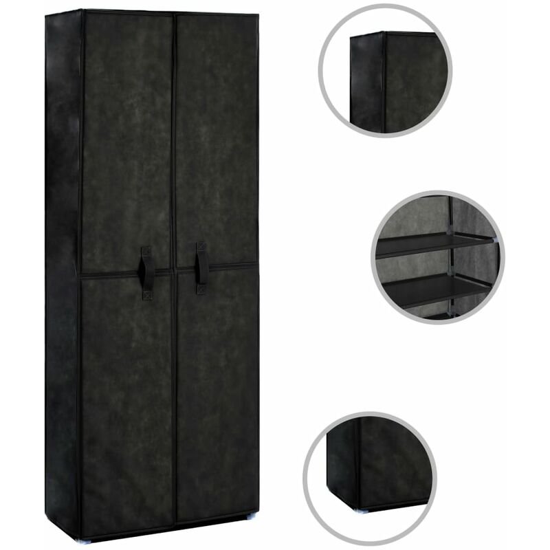 

Mueble zapatero de tela con funda negro 60x30x166 cm - Negro