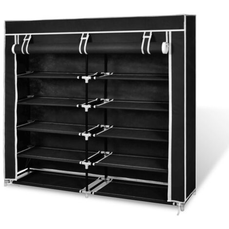 Mueble zapatero estante 30 pares tela negra 2002040