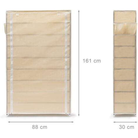 Mueble zapatero estante tela cremallera 161 cm beige 1300016422