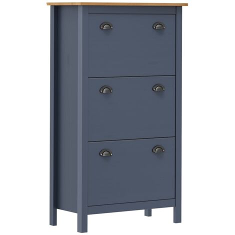 Mueble zapatero Hill madera pino gris 72x35x124 cm