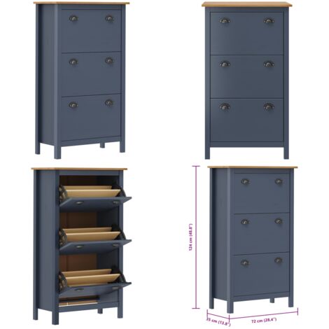 Mueble zapatero Hill madera pino gris 72x35x124 cm - Mueble de pasillo - Mueble de dormitorio
