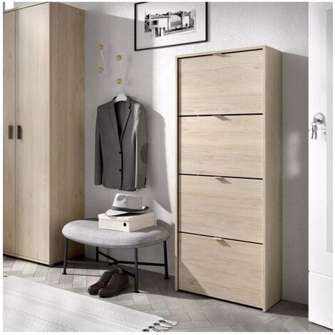 Mueble zapatero Eco de 3 puertas acabado blanco, 60 cm(ancho) 107 cm(altura)  25