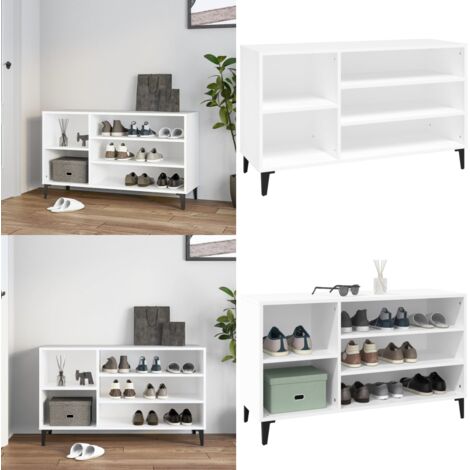 Mueble zapatero madera contrachapada blanco 102x36x60 cm - Armario de recibidor - Mueble de madera