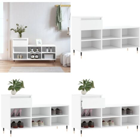Mueble zapatero madera contrachapada blanco 102x36x60 cm - Armario de zapatos - Muebles de madera contrachapada