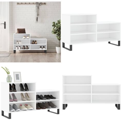 Mueble zapatero madera contrachapada blanco 102x36x60 cm - Madera contrachapada - Almacenamiento de zapatos