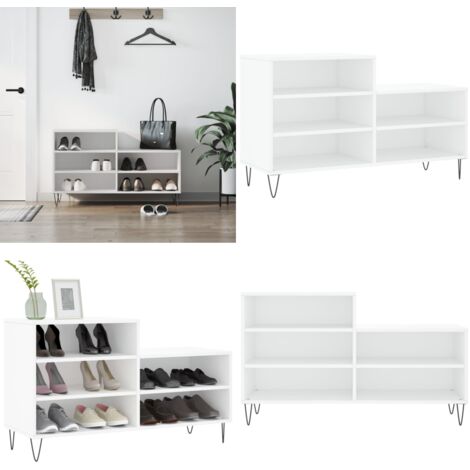 Mueble zapatero madera contrachapada blanco 102x36x60 cm - Madera contrachapada - Almacenamiento de zapatos