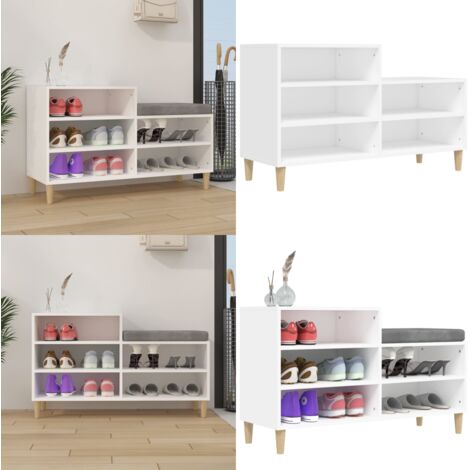 Mueble zapatero madera contrachapada blanco 102x36x60 cm - Madera contrachapada - Armario para zapatos