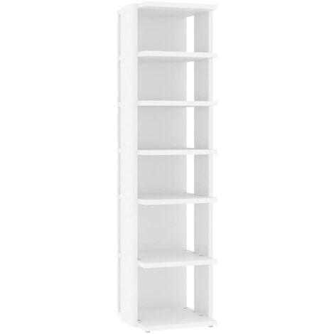 vidaXL Mueble zapatero madera contrachapada blanco brillo 63x24x81