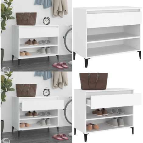 Mueble zapatero madera contrachapada blanco 70x36x60 cm - Armario de recibidor - Mueble de madera