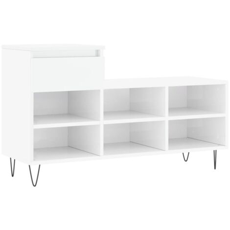 Mueble zapatero madera contrachapada blanco brillo 102x36x60 cm vidaXL