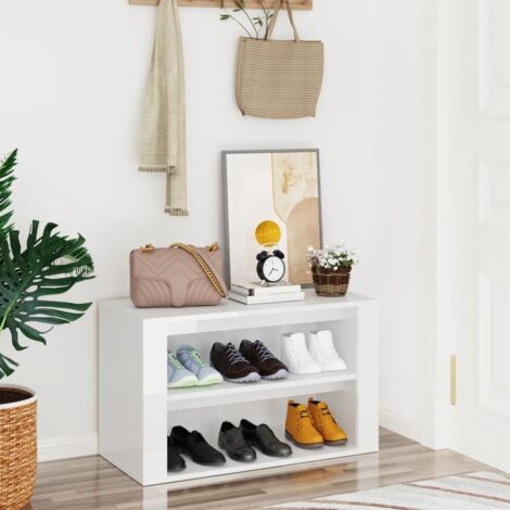 Mueble zapatero madera contrachapada blanco brillo 75x35x45 cm vidaXL