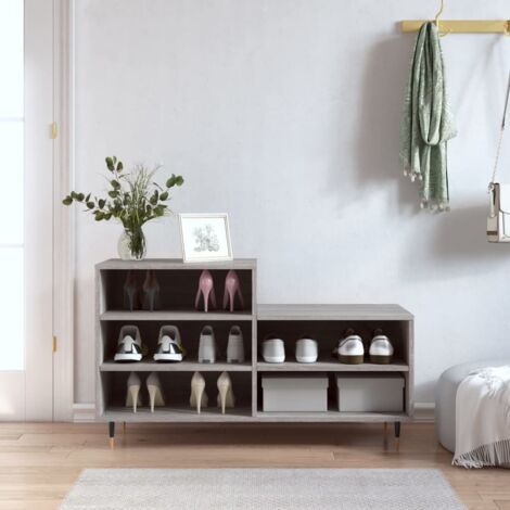 Mueble zapatero madera contrachapada gris  102x36x60 cm