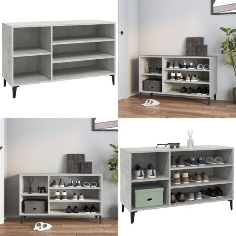 Mueble zapatero madera contrachapada gris hormigón 102x36x60 cm - Armario de recibidor - Mueble de madera contrachapada