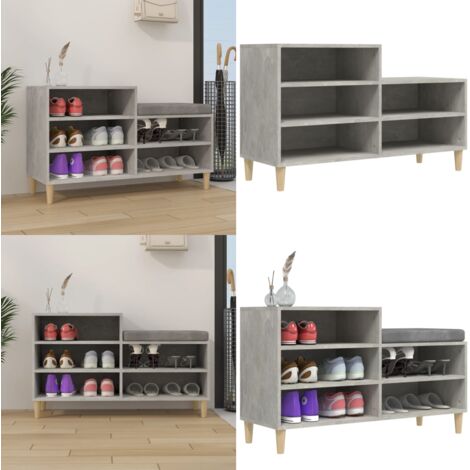 Mueble zapatero madera contrachapada gris hormigón 102x36x60 cm - Armario de zapatos - Mueble de madera