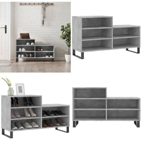 Mueble zapatero madera contrachapada gris hormigón 102x36x60 cm - Madera contrachapada - Almacenamiento de zapatos