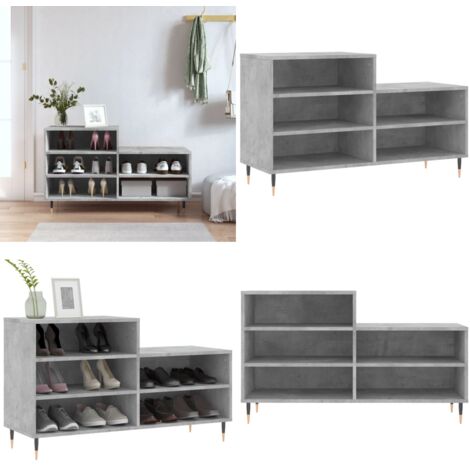 Mueble zapatero madera contrachapada gris hormigón 102x36x60 cm - Madera contrachapada - Almacenamiento de zapatos