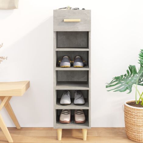 Mueble zapatero madera contrachapada gris hormigón 30x35x105 cm vidaXL