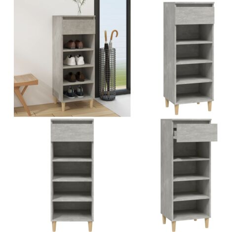 Mueble zapatero madera contrachapada gris hormigón 40x36x105 cm - Armario de zapatos - Estantes para zapatos