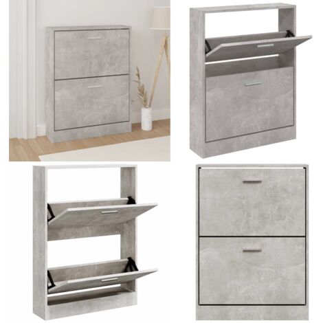 Mueble zapatero madera contrachapada gris hormigón 59x17x81 cm - Mueble para zapatos - Estantería para zapatos