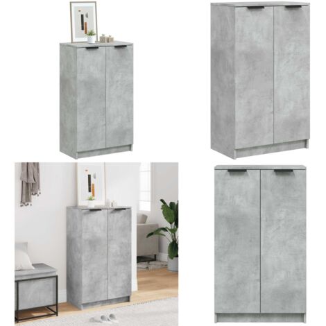 Mueble zapatero madera contrachapada gris hormigón 59x35x100,5 cm - Muebles para dormitorio - Armario de madera