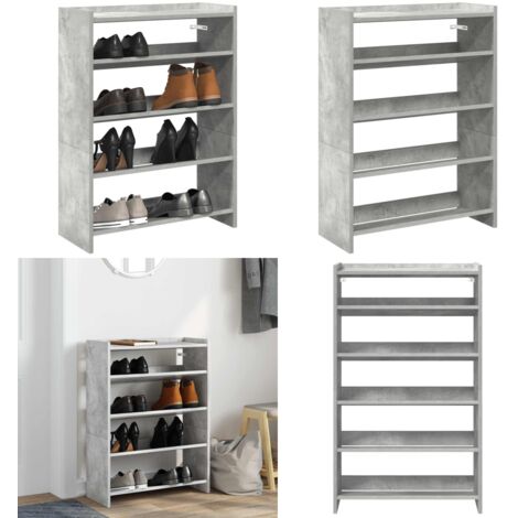 Mueble zapatero madera contrachapada gris hormigón 60x25x81 cm - Muebles de almacenamiento - Muebles de entrada