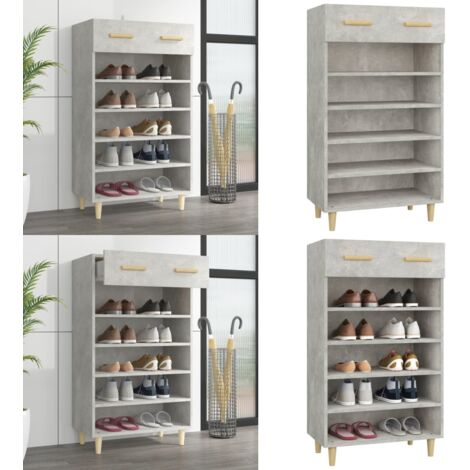 Mueble zapatero madera contrachapada gris hormigón 60x35x105 cm - Mueble de zapatos - Madera contrachapada