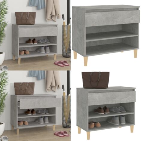 Mueble zapatero madera contrachapada gris hormigón 70x36x60 cm - Armario de recibidor - Almacenamiento de zapatos