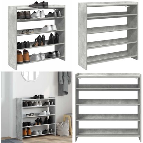Mueble zapatero madera contrachapada gris hormigón 80x25x81 cm - Muebles de almacenamiento - Muebles de entrada