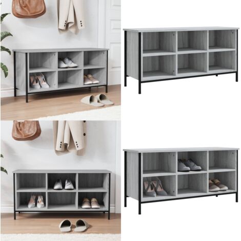 Mueble zapatero madera contrachapada gris Sonoma 100x35x50 cm - Armario para zapatos - Estantería para zapatos