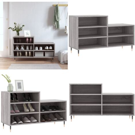 Mueble zapatero madera contrachapada gris Sonoma 102x36x60 cm - Armario de zapatos - Madera contrachapada