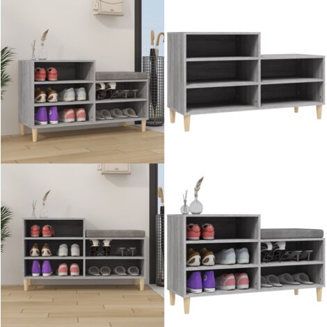 Mueble zapatero madera contrachapada gris Sonoma 102x36x60 cm - Armario de zapatos - Madera contrachapada