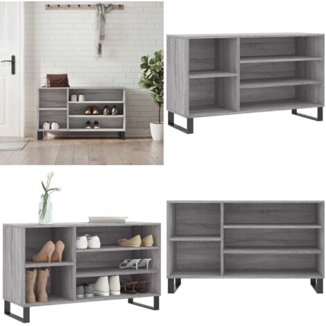 Mueble zapatero madera contrachapada gris Sonoma 102x36x60 cm - Armario de zapatos - Madera contrachapada