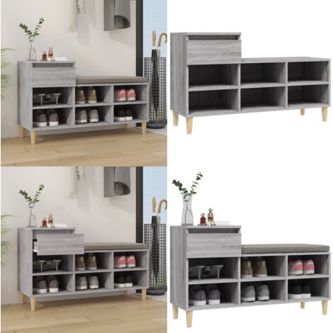 Mueble zapatero madera contrachapada gris Sonoma 102x36x60 cm - Armario de zapatos - Mueble de madera