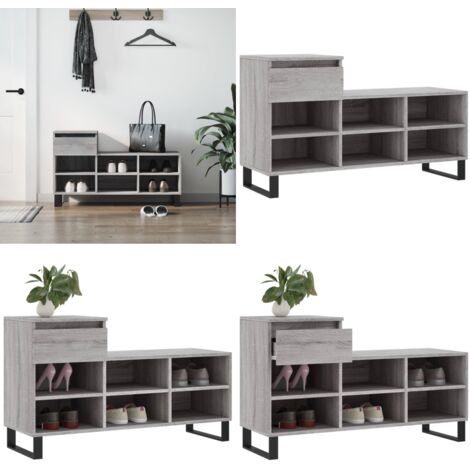 Mueble zapatero madera contrachapada gris Sonoma 102x36x60 cm - Armario zapatero - Madera contrachapada