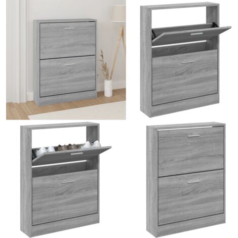 Mueble zapatero madera contrachapada gris Sonoma 59x17x81 cm - Armario para zapatos - Estantería para zapatos