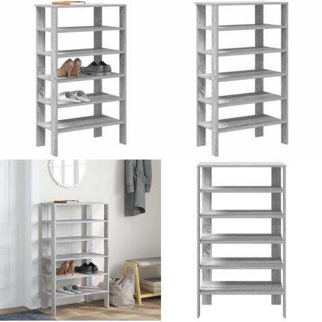 Mueble zapatero madera contrachapada gris Sonoma 61x32x105 cm - Muebles de almacenamiento - Estantes decorativos