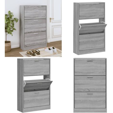Mueble zapatero madera contrachapada gris Sonoma 63x24x103 cm - Mueble para zapatos - Estantería para zapatos