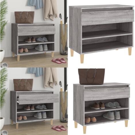 Mueble zapatero madera contrachapada gris Sonoma 70x36x60 cm - Armario de recibidor - Mueble de madera