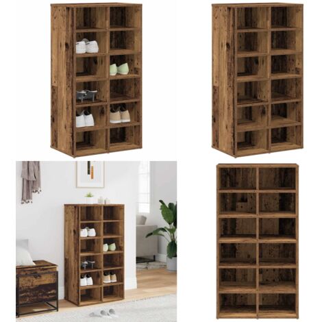 Mueble zapatero madera contrachapada madera vieja 54x34x100cm - Muebles de madera - Almacenamiento de zapatos