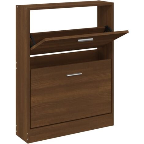 Mueble zapatero madera contrachapada marrón roble 59x17x81 cm vidaXL