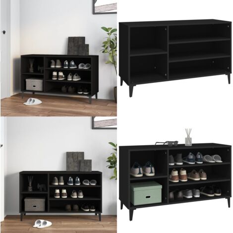 Mueble zapatero madera contrachapada negro 102x36x60 cm - Armario de recibidor - Mueble de madera contrachapada