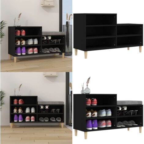 Mueble zapatero madera contrachapada negro 102x36x60 cm - Armario de zapatos - Muebles de madera