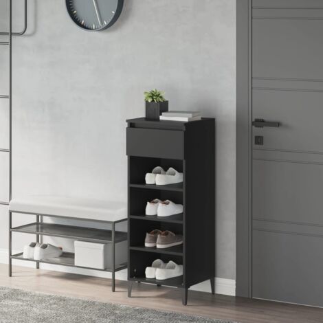 Mueble zapatero madera contrachapada negro 40x36x105 cm