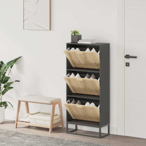 Mueble zapatero madera contrachapada negro 52x25x120 cm vidaXL