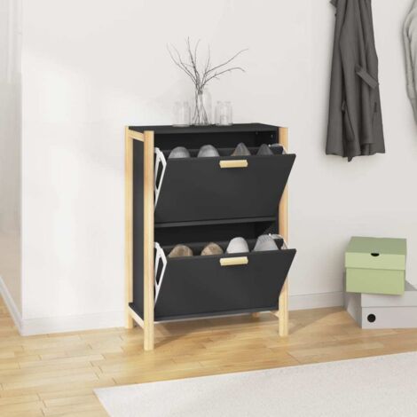 Mueble zapatero madera contrachapada negro 57,5x33x80 cm vidaXL