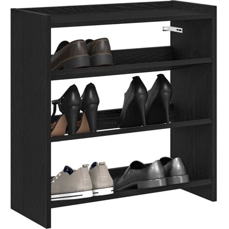 Mueble zapatero madera contrachapada negro 60x25x62 cm